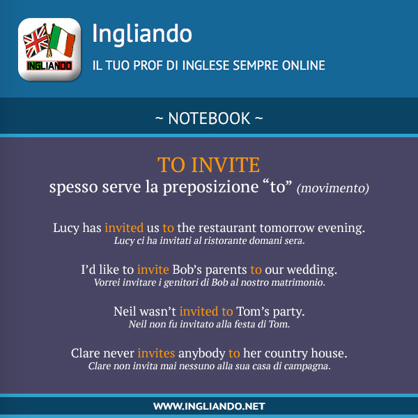 Come usare in inglese il verbo: invite&nbsp;to