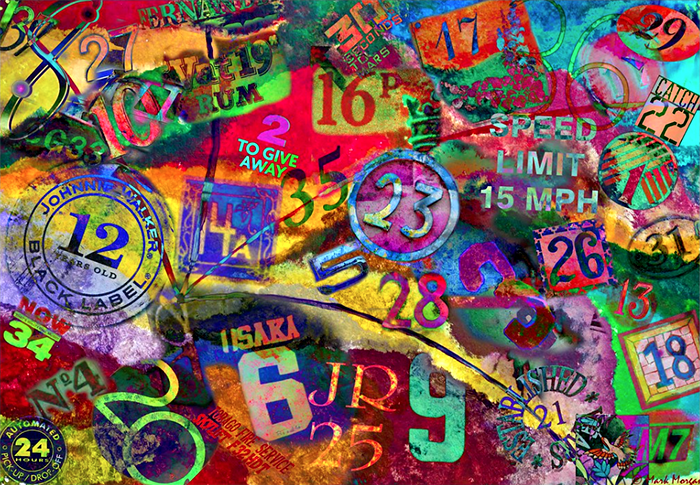 Grafica colorata di tanti numeri diversi stampati in tanti modi diversi.