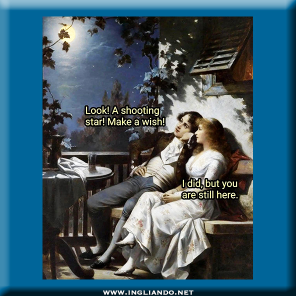 Vignetta spiritosa che illustra l'uso dell'espressione 'to make a wish' in inglese.