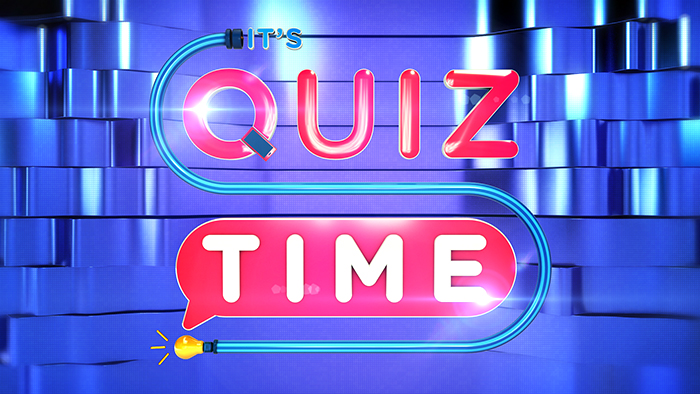 Un'immagine grafica moderna con le parole: it's quiz time.